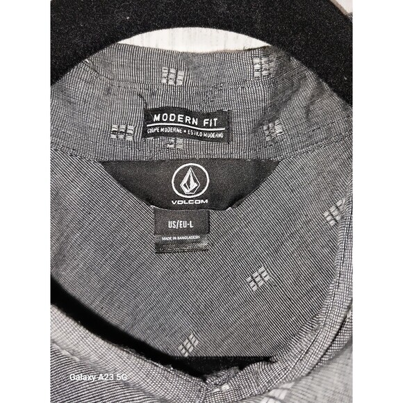 Volcom Mens Shirt Medium Modern Fit Short-Sleeve Button-Up Casual Classic Gray - Picture 2 of 5